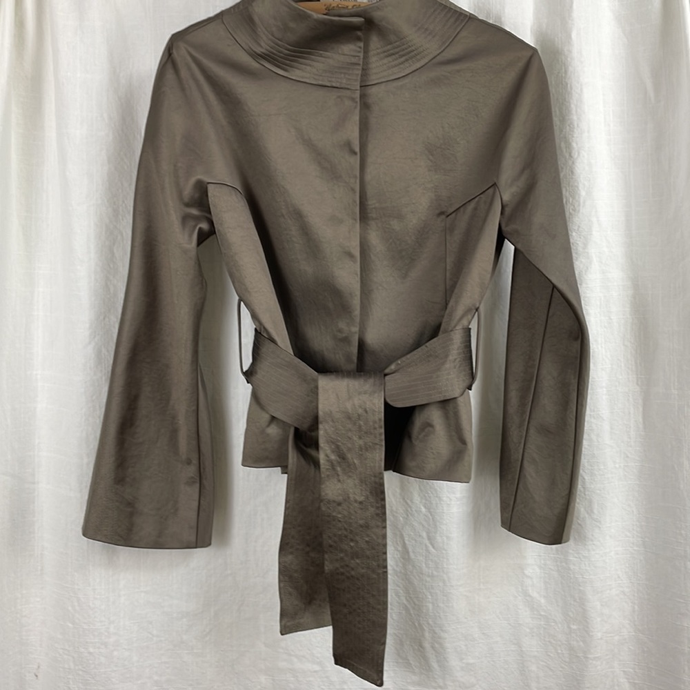 Vintage 90s Y2K Jacket Blazer by ENJOY medium brown shimmer kimono sleeve